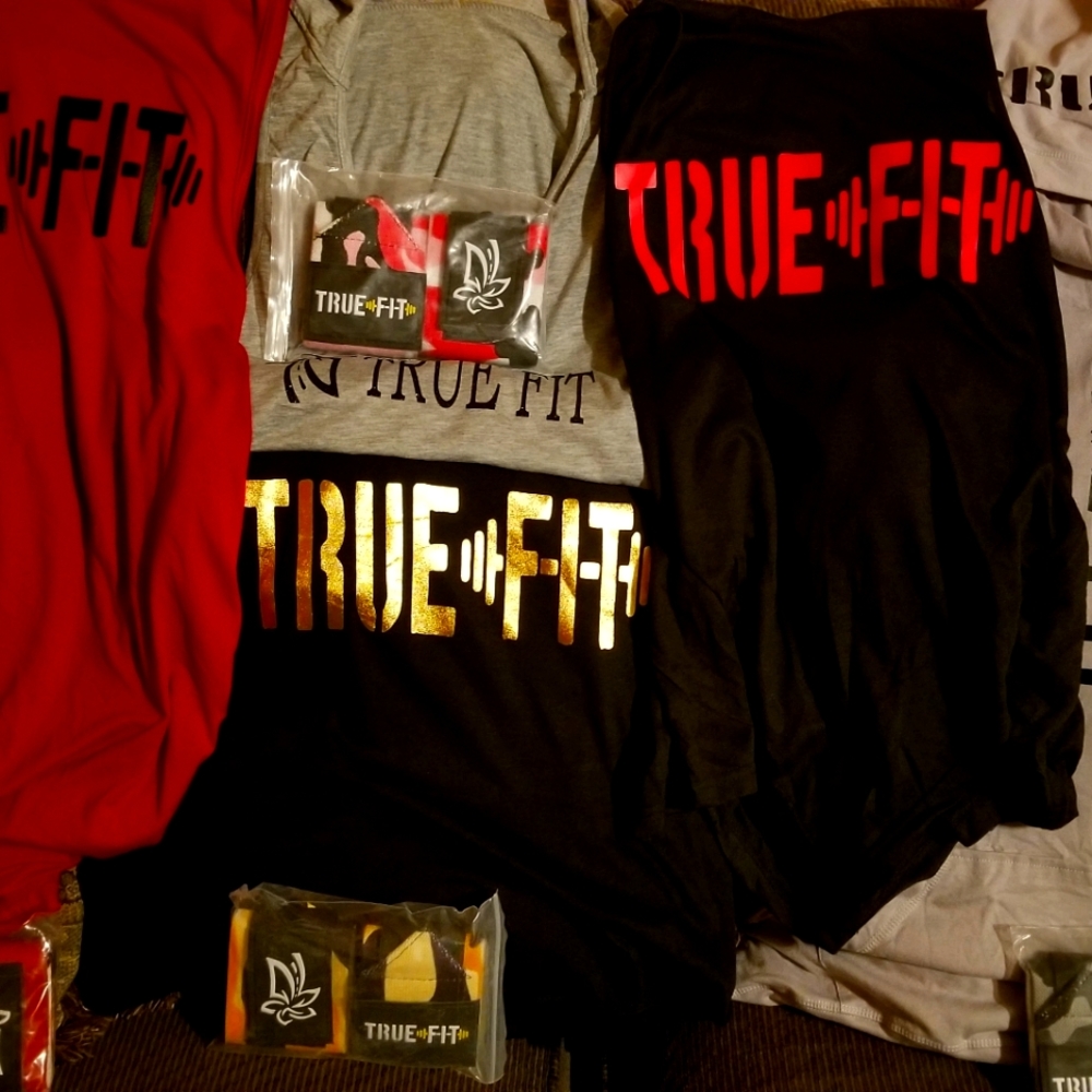 Here I have multicolored tees and wrist wraps.